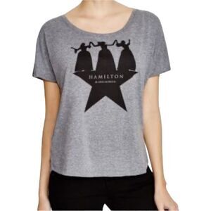 Hamilton Official Broadway Show Grey Dancing Schuyler Sisters Ladies Tee Medium